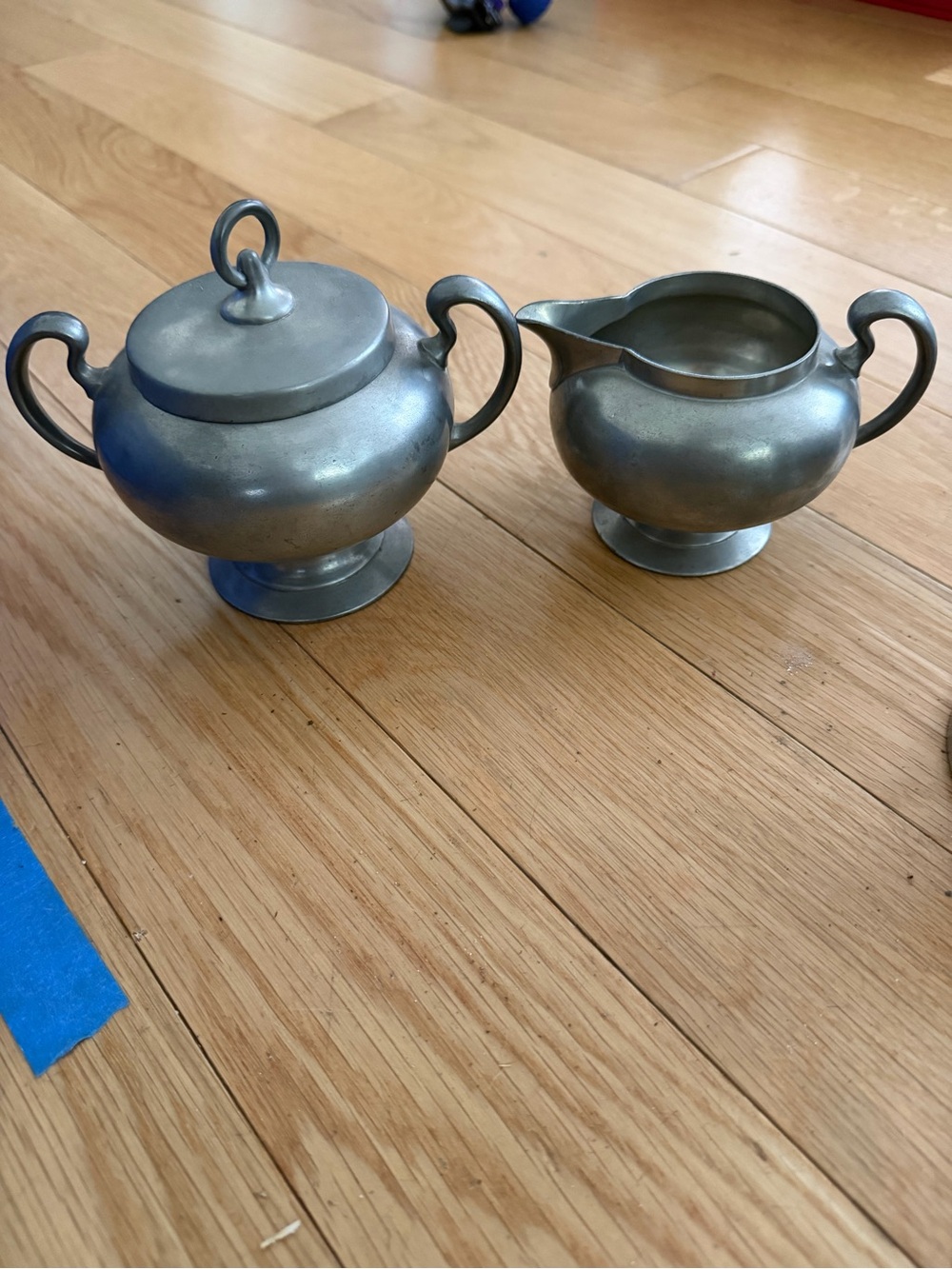 Vintage Insico Pewter Creamer and Sugar Set